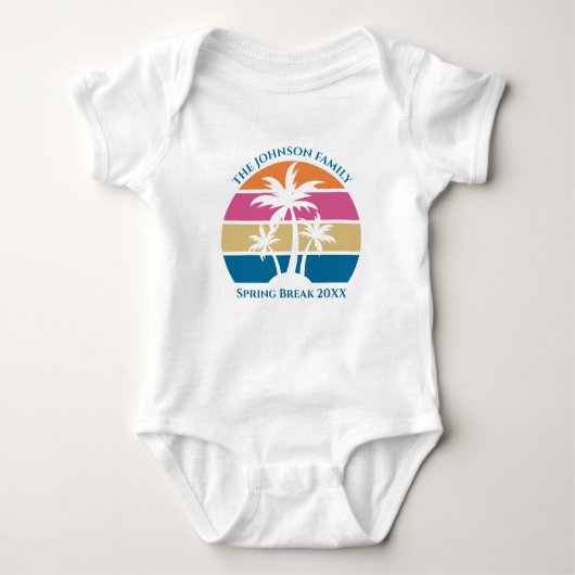 Tropical Palm Tree Beach Trip Sunset Niedliche Cus Baby Strampler (Vorderseite)