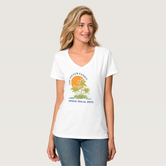 Tropical Palm Tree Beach Trip Sunset Niedliche Cus T-Shirt (Vorderseite Vollansicht)