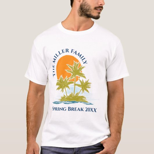 Tropical Palm Tree Beach Trip Sunset Niedliche Cus T-Shirt (Vorderseite)