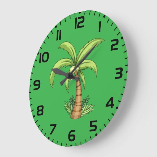 Tropical Palm Tree Beach und Island Vibes Große Wanduhr (Winkel)