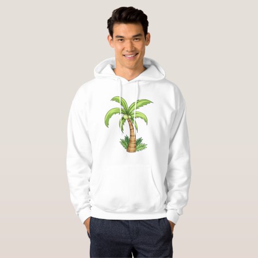Tropical Palm Tree Beach und Island Vibes Hoodie (Vorne ganz)