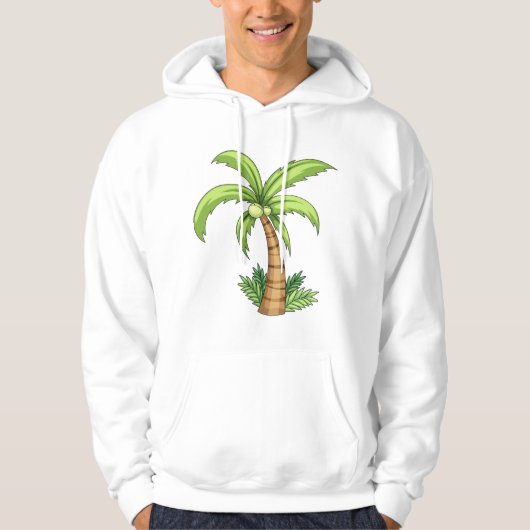 Tropical Palm Tree Beach und Island Vibes Hoodie (Vorderseite)