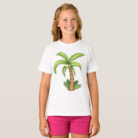 Tropical Palm Tree Beach und Island Vibes T-Shirt (Vorne ganz)