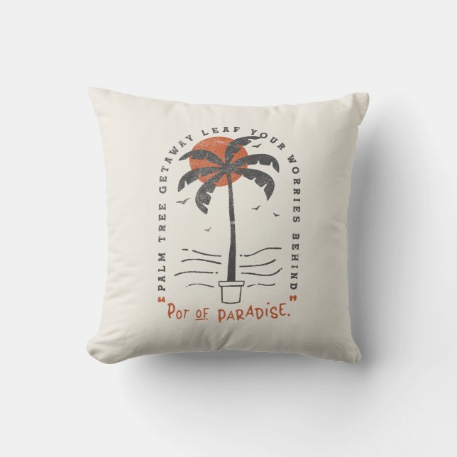 Tropical Palm Tree Beach Vibes Summer Sun Retro Kissen (Vorderseite)