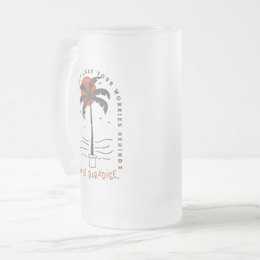 Tropical Palm Tree Beach Vibes Summer Sun Retro Mattglas Bierglas (Vorderseite Links)