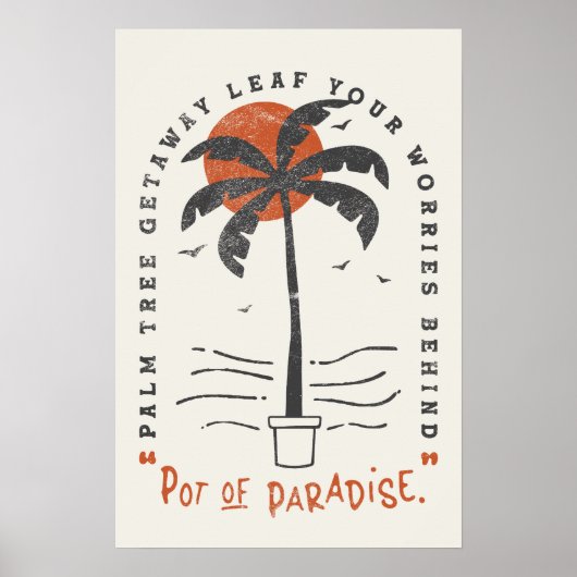 Tropical Palm Tree Beach Vibes Summer Sun Retro Poster (Vorne)