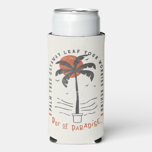 Tropical Palm Tree Beach Vibes Summer Sun Retro Selters Dosenkühler (Seltzer Vorderseite)