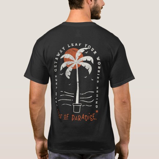 Tropical Palm Tree Beach Vibes Summer Sun Retro T-Shirt (Rückseite)