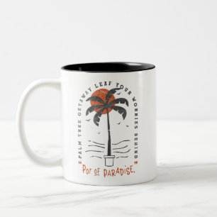 Tropical Palm Tree Beach Vibes Summer Sun Retro Zweifarbige Tasse