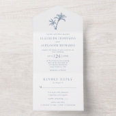 Tropical Palm Tree Beach Wedding Dusty Blue All In One Einladung (Innen Boden)
