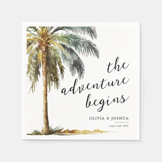 Tropical Palm Tree Beach Wedding Napkins Serviette (Vorderseite)