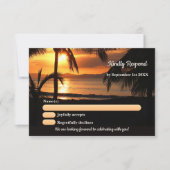 Tropical Palm Tree Beach Wedding RSVP Card Einladung (Vorderseite)