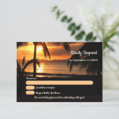 Tropical Palm Tree Beach Wedding RSVP Card Einladung (Stehend Vorderseite)