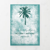 Tropical Palm Tree Beach Wedding Suite Dreifach Gefaltete Einladung (Cover)