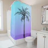 Tropical Palm Tree Black Blue Lila Sky Duschvorhang (Beispiel)