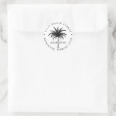 Tropical Palm Tree Black & White Rücksendeadresse Runder Aufkleber (Tasche)