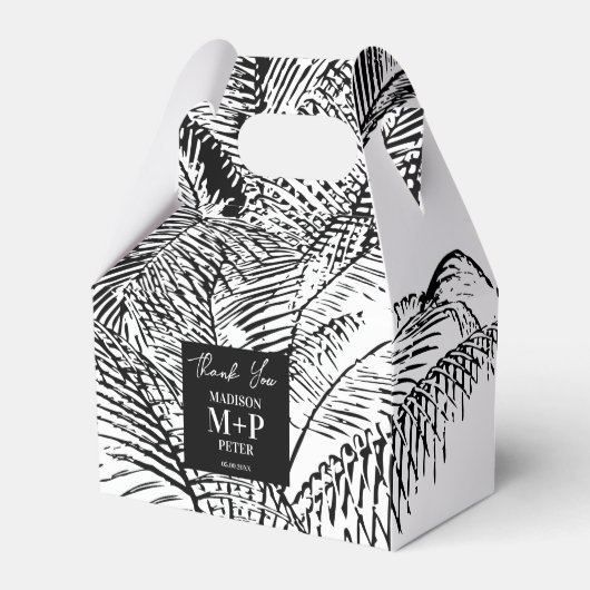 Tropical Palm Tree Blätter Abstrakte Hochzeiten am Geschenkschachtel (Vorderseite)