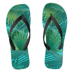 Tropical Palm Tree Blätter Jungle Green Badesandalen
