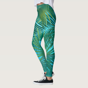 Tropical Palm Tree Blätter Jungle Green Leggings