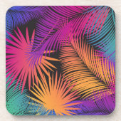 Tropical Palm Tree Blätter Jungle Rainbow Getränkeuntersetzer (Vorderseite)