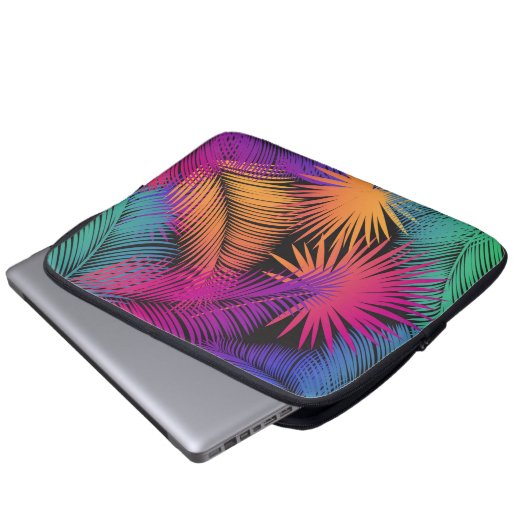 Tropical Palm Tree Blätter Jungle Rainbow Laptopschutzhülle (Vorne Knopf)