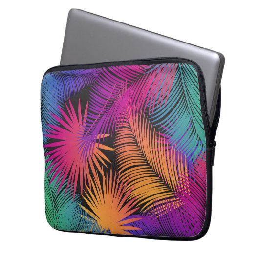 Tropical Palm Tree Blätter Jungle Rainbow Laptopschutzhülle (Vorderseite Links)