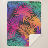 Tropical Palm Tree Blätter Jungle Rainbow Sherpadecke (Vorderseite)
