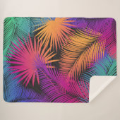 Tropical Palm Tree Blätter Jungle Rainbow Sherpadecke (Vorderseite (Horizontal))
