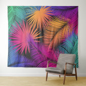 Tropical Palm Tree Blätter Jungle Rainbow Wandteppich (Beispiel (Horizontal))