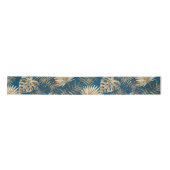 Tropical Palm Tree Blätter Muster Aquamarin Blue G Satinband (Vorderseite)