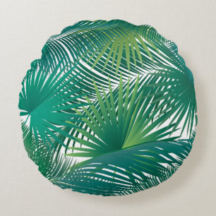 Tropical Palm Tree Blätter Muster Aquarell Trend Rundes Kissen
