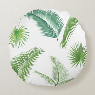 Tropical Palm Tree Blätter Muster Aquarell Trend Rundes Kissen