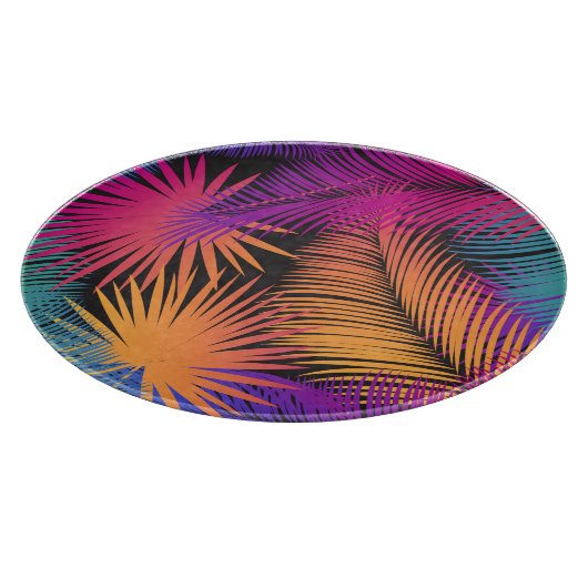 Tropical Palm Tree Blätter Muster Aquarell Trend Schneidebrett (Ecke)