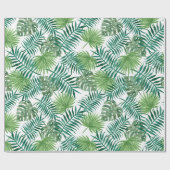 Tropical Palm Tree Blätter Muster Grün Geschenkpapier (Flach)