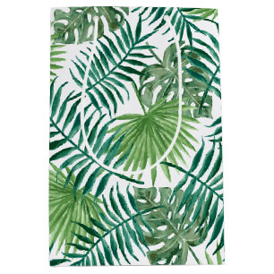 Tropical Palm Tree Blätter Muster Grün Mittlere Geschenktüte