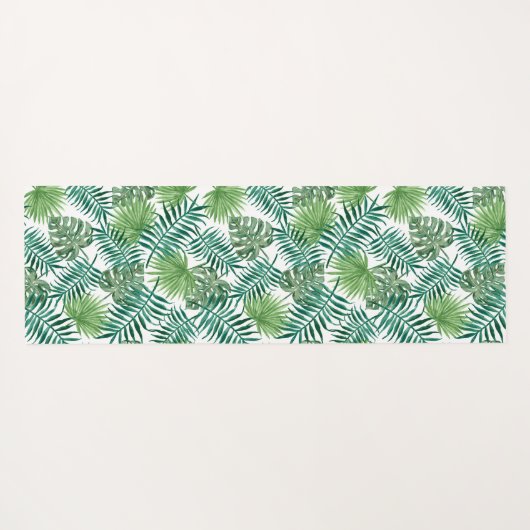 Tropical Palm Tree Blätter Muster Mit Monogramm Yogamatte (Rückseite (Horizontal))
