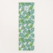 Tropical Palm Tree Blätter Muster Mit Monogramm Yogamatte (Vorderseite)