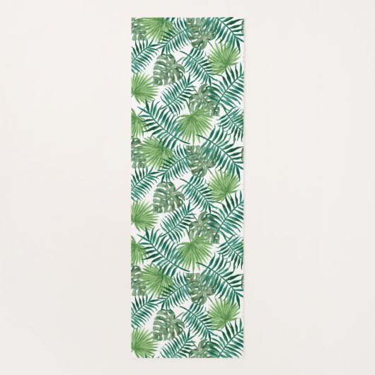 Tropical Palm Tree Blätter Muster Mit Monogramm Yogamatte (Rückseite)