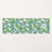 Tropical Palm Tree Blätter Muster Mit Monogramm Yogamatte (Vorderseite (Horizontal))