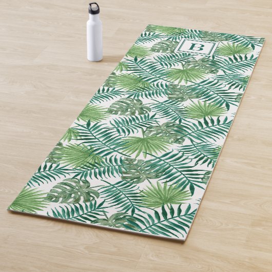 Tropical Palm Tree Blätter Muster Mit Monogramm Yogamatte (Beispiel)