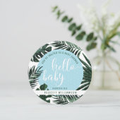 Tropical Palm Tree Blätter & Wood Boy Baby Shower Einladung (Stehend Vorderseite)