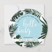 Tropical Palm Tree Blätter & Wood Boy Baby Shower Einladung (Vorderseite)
