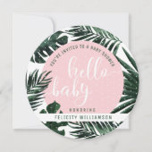 Tropical Palm Tree Blätter & Wood Girl Baby Shower Einladung (Vorderseite)