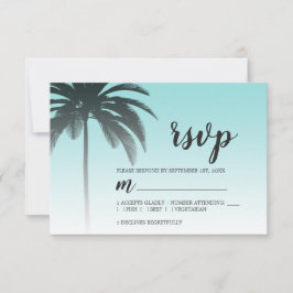 Tropical Palm Tree Blue Beach Hochzeit RSVP Karte
