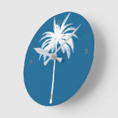 Tropical Palm Tree Blue Elegante Runde Wanduhr (Winkel)