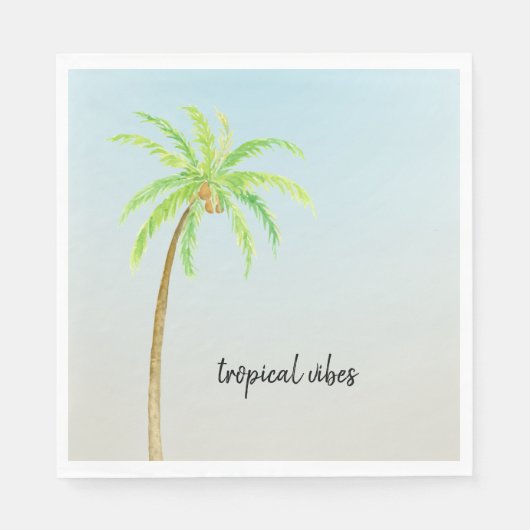 Tropical Palm Tree Blue Ombre Serviette (Vorderseite)