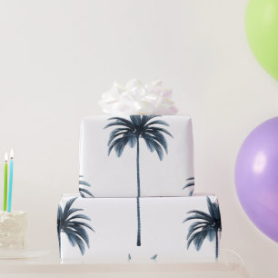 Tropical Palm Tree Blue White Gift Geschenkpapier