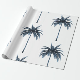 Tropical Palm Tree Blue White Gift Geschenkpapier