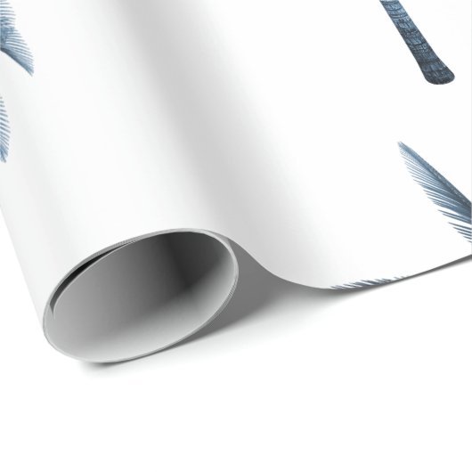 Tropical Palm Tree Blue White Gift Geschenkpapier (Rolleneckpunkt)