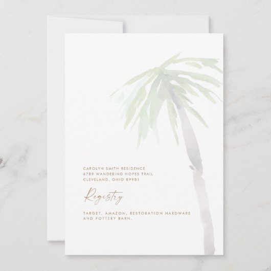 Tropical Palm Tree Brautparty Einladung (Rückseite)